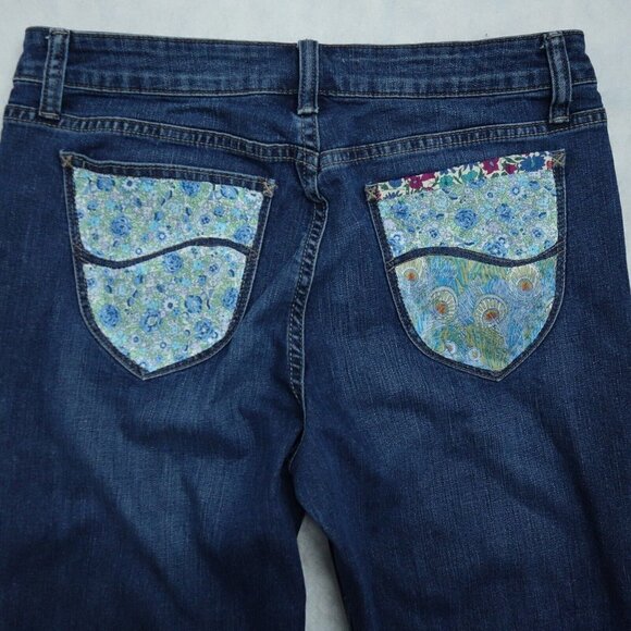Lee Riders Bootcut Jeans Women's Size 31 Blue Denim Floral Print Regular Fit - Picture 8 of 9